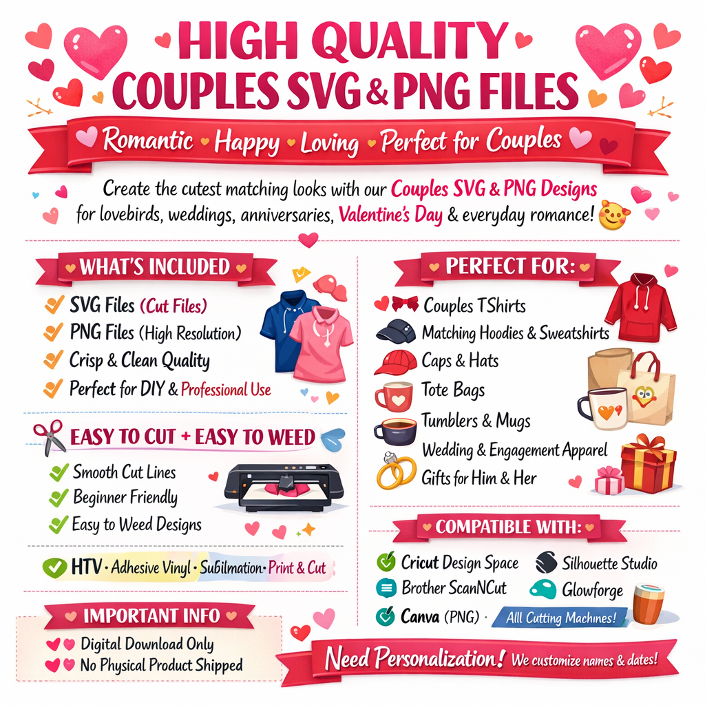 Valentines Couples PNG Graphic, Romantic Love Design for Shirts Sublimation Print