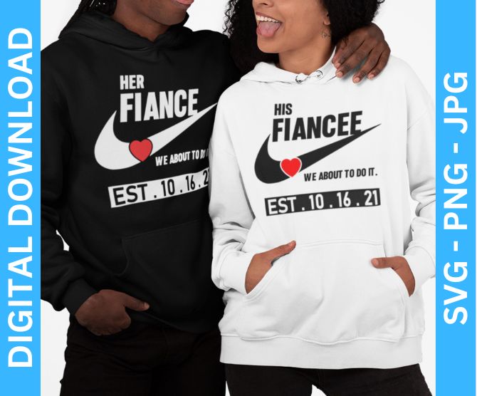 Fiance and Fiancee Couples T-Shirt Design: Perfect SVGs for Shirts, Weddings, Valentine's, and Love Themes
