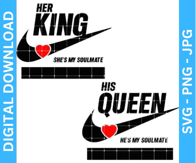 King and Queen Couples Valentines SVG & PNG – High Quality Designs : Perfect for Shirts, Weddings, Valentine's, and Love Themes