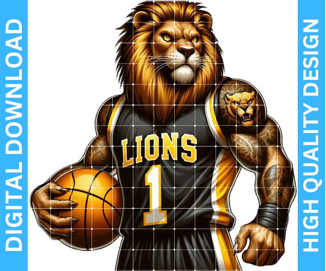 High-Quality Lions Basketball Mascot PNG Design for Creative Projects
