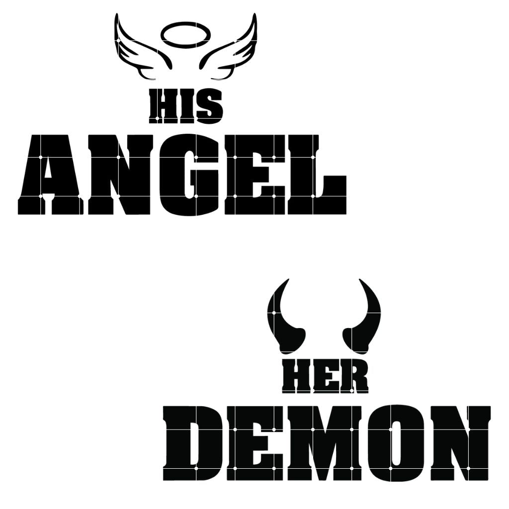 Her Demon His Angel SVG Couples Matching Shirts Valentine Anniversary Wedding Cricut Cut File