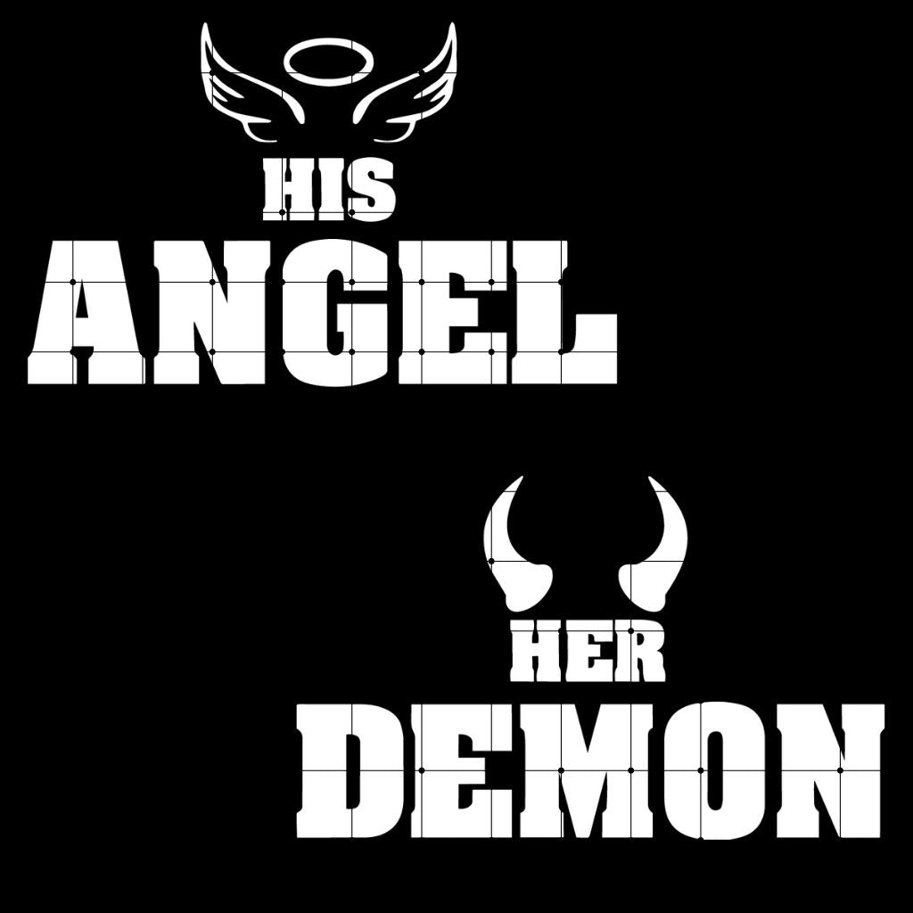 Her Demon His Angel SVG Couples Matching Shirts Valentine Anniversary Wedding Cricut Cut File