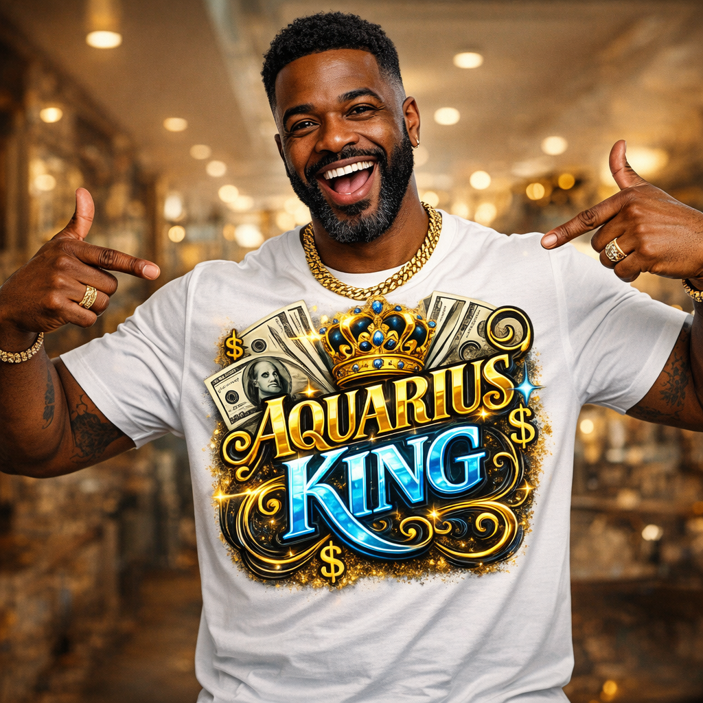 Aquarius King Birthday PNG Zodiac King Design Sublimation Party Shirt Printable Instant Download