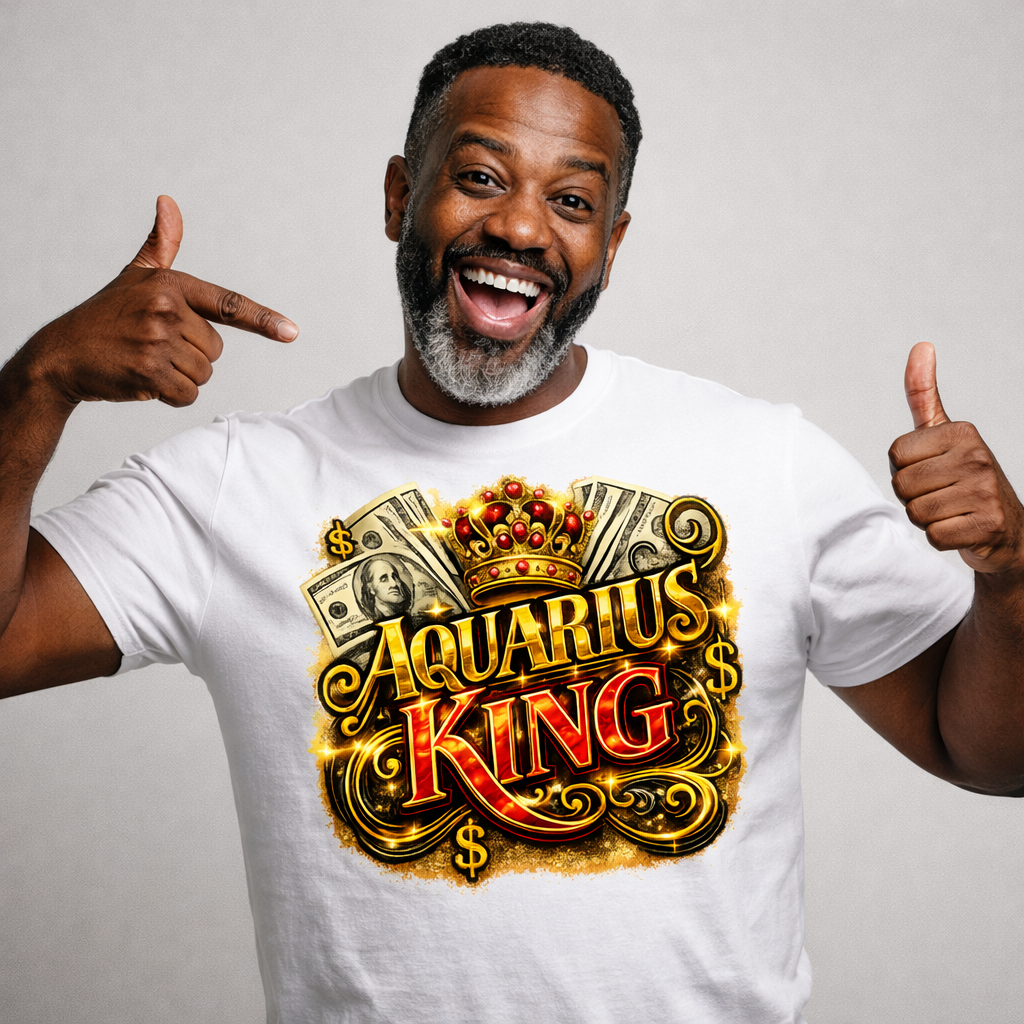 Aquarius King Birthday PNG Zodiac King Design Sublimation Party Shirt Printable Instant Download