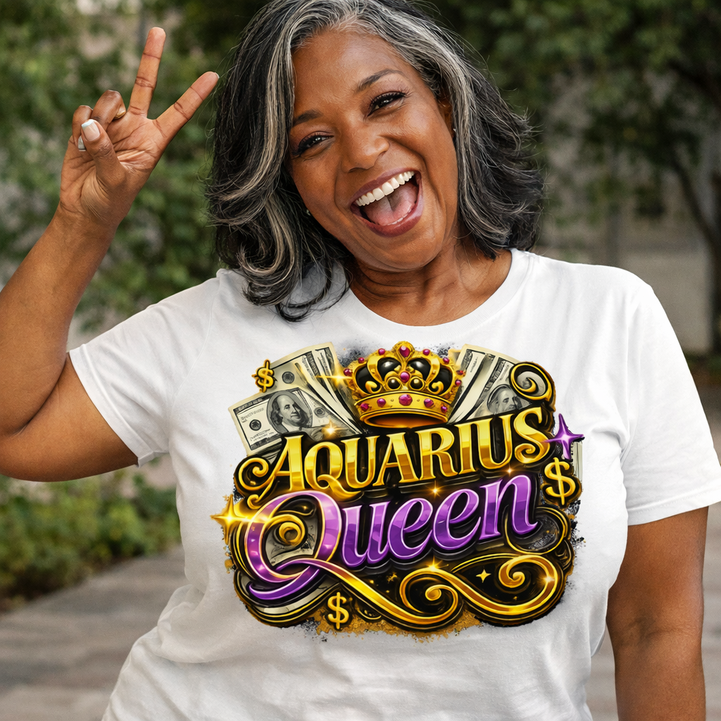 Aquarius Queen Birthday PNG Zodiac Queen Design Sublimation Party Shirt Printable Instant Download