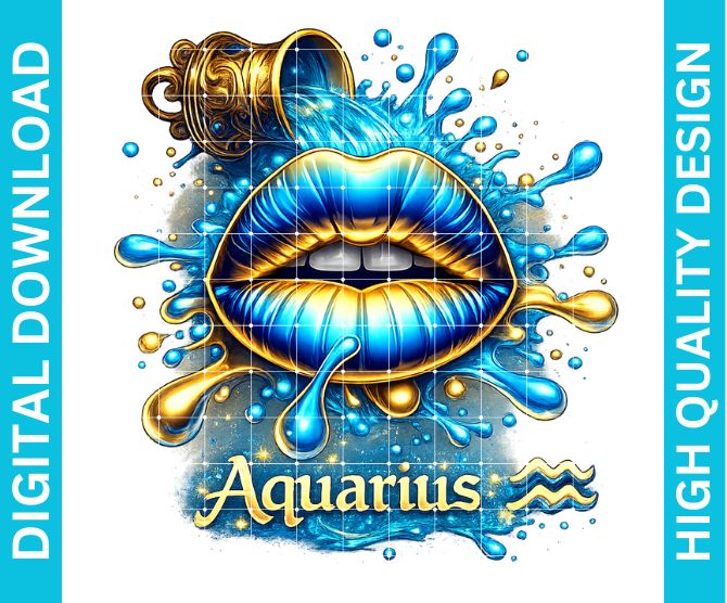 Aquarius Queen Birthday PNG Zodiac Royalty Design Sublimation Party Shirt Printable Instant Download