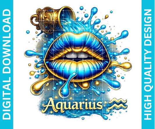 Aquarius Queen Birthday PNG Zodiac Royalty Design Sublimation Party Shirt Printable Instant Download
