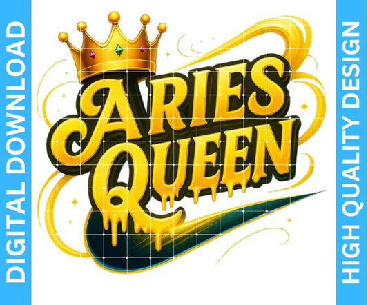 ♈👑 Aries Queen Birthday PNG – High Quality Sublimation & DTF/DTG Digital Download | Transparent Background | Digital Kreative Favors