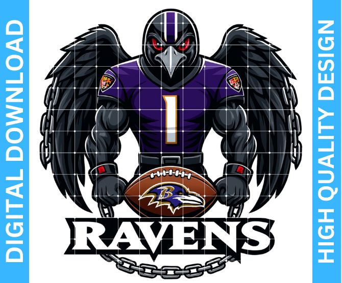 🏈 Ravens Football Mascot PNG – High Quality Digital Designs with Transparent Background for Crafters