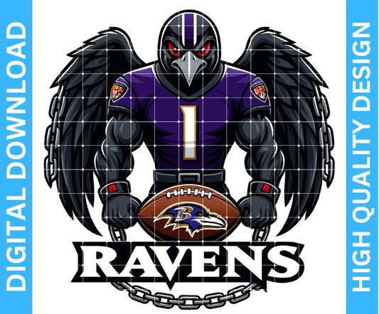 🏈 Ravens Football Mascot PNG – High Quality Digital Designs with Transparent Background for Crafters