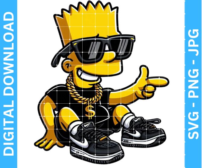 Bart Simpson cartoon character sublimation design