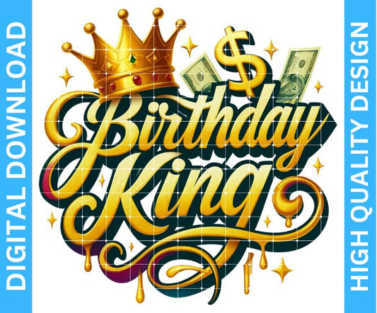 👑 Birthday King PNG Design | High Quality Digital Download | Transparent Background