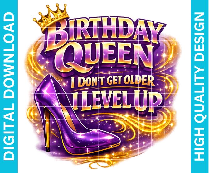 Birthday Queen PNG Design, Crown Glam Celebration Graphic for Shirts, Sublimation Party Print