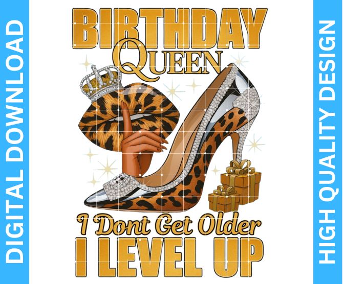 👑 Birthday Queen PNG Design | High Quality Sublimation & DTF/DTG Digital Download | Transparent Background