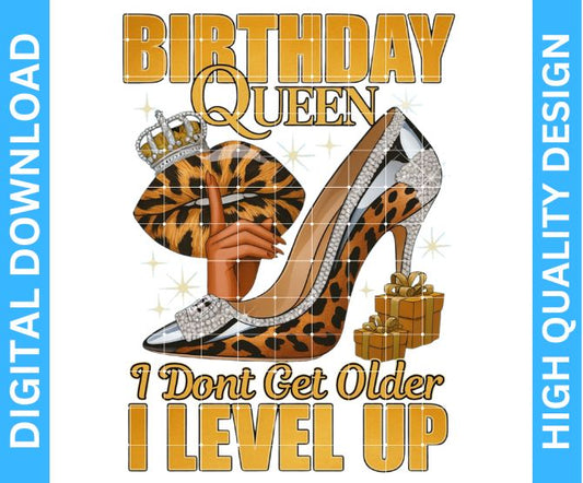 👑 Birthday Queen PNG Design | High Quality Sublimation & DTF/DTG Digital Download | Transparent Background