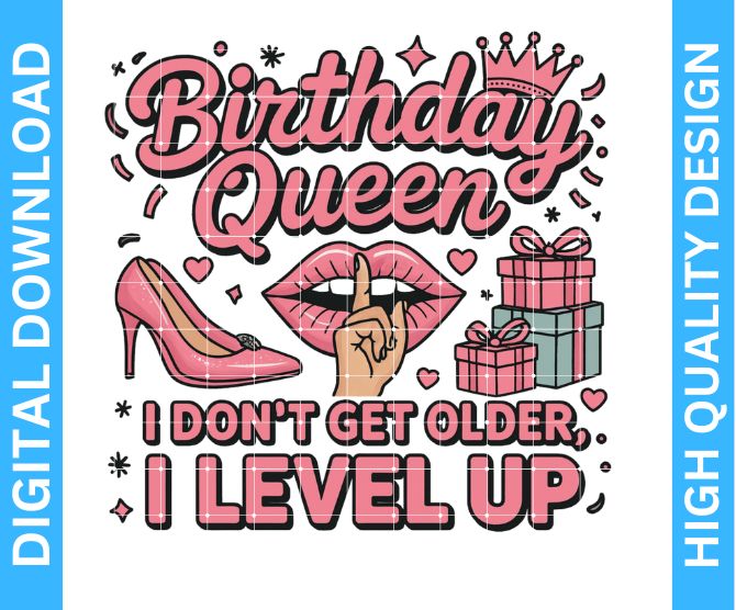 👑 Birthday Queen PNG Design | High Quality Digital Download | Transparent Background