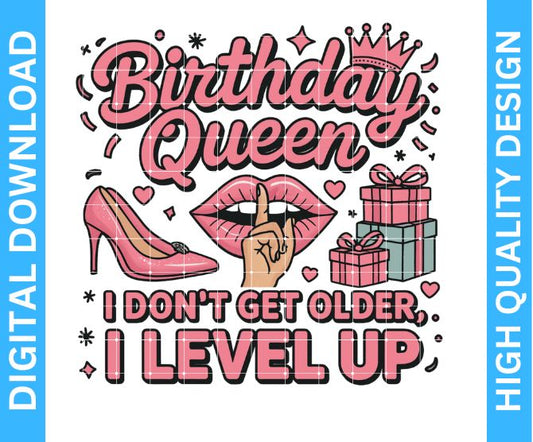 👑 Birthday Queen PNG Design | High Quality Digital Download | Transparent Background