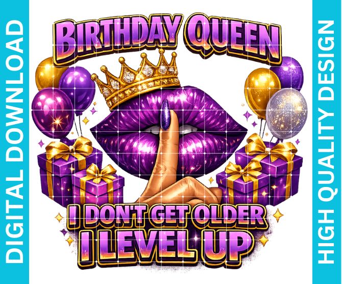 Birthday Queen PNG Design, Crown Glam Celebration Graphic for Shirts, Sublimation Party Print