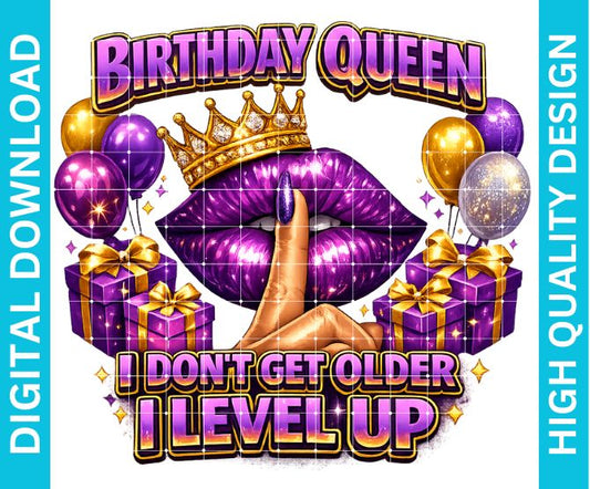 Birthday Queen PNG Design, Crown Glam Celebration Graphic for Shirts, Sublimation Party Print