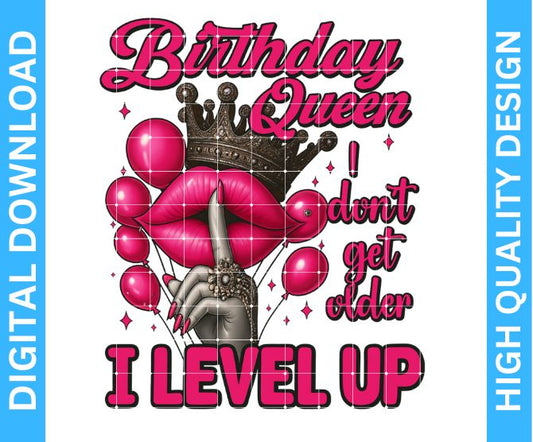 👑 Birthday Queen PNG Design | High Quality Sublimation & DTF/DTG Digital Download | Transparent Background