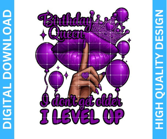 👑 Birthday Queen PNG Design | High Quality Sublimation & DTF/DTG Digital Download | Transparent Background