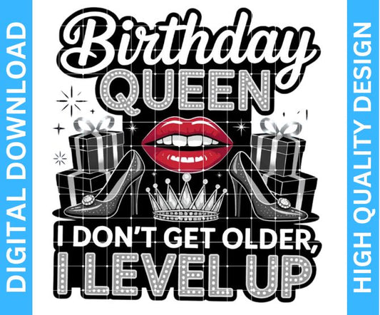 👑 Birthday Queen PNG Design | High Quality Digital Download | Transparent Background