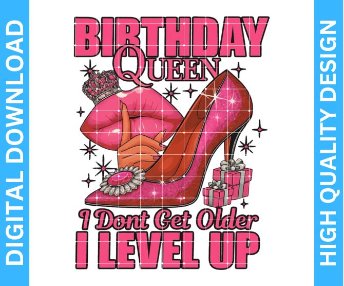 👑 Birthday Queen PNG Design | High Quality Sublimation & DTF/DTG Digital Download | Transparent Background
