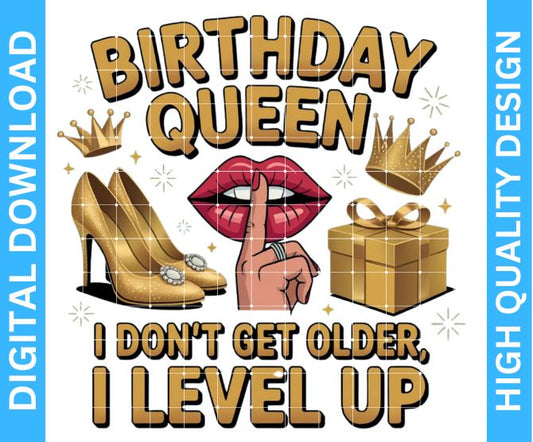 👑 Birthday Queen PNG Design | High Quality Digital Download | Transparent Background