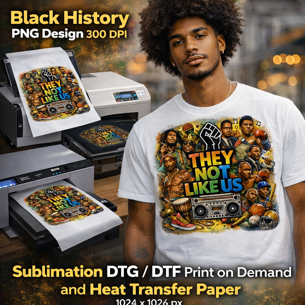Black Culture PNG They Not Like Us Design Melanin Pride Sublimation DTF DTG Download
