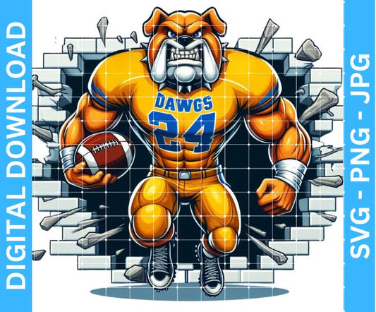 Bulldogs Football Mascot Sublimation Design