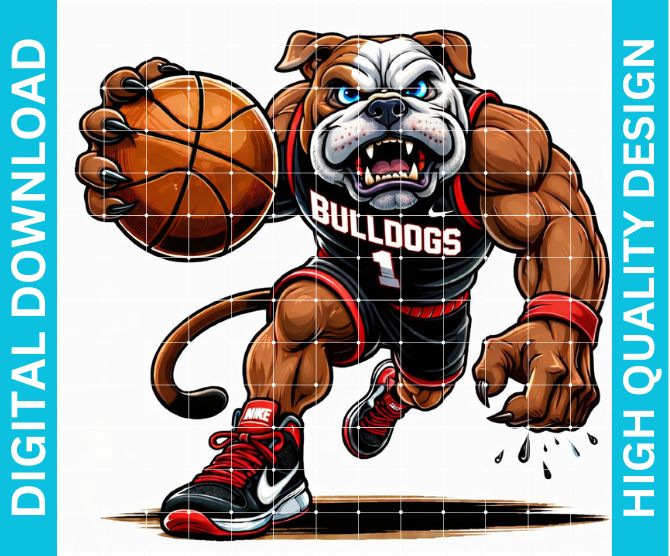 Bulldogs Basketball Mascot PNG | Bulldog Sports Clipart | Team Spirit Design | Sublimation PNG | Shirt Hoodie Tumbler Print | High Quality 300 DPI