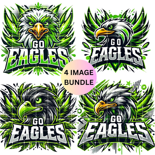 Eagles Sports Mascot PNG Designs Bundle for DTF, DTG, DIY, and Sublimation