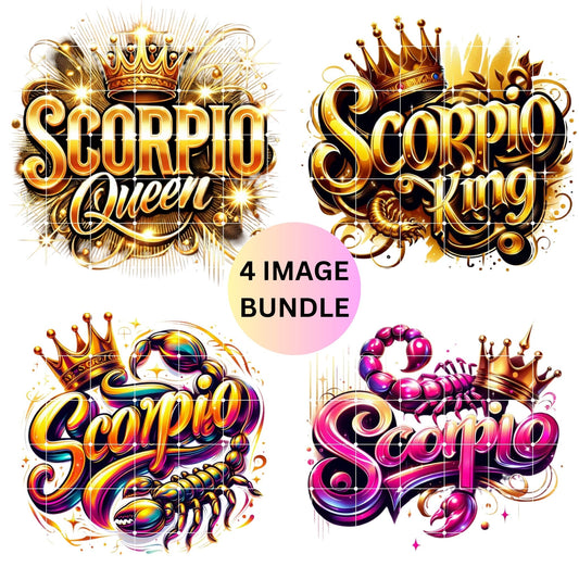 Scorpio Birthday Zodiac T-Shirt Design Bundle for DTF, DTG, DIY, and Sublimation