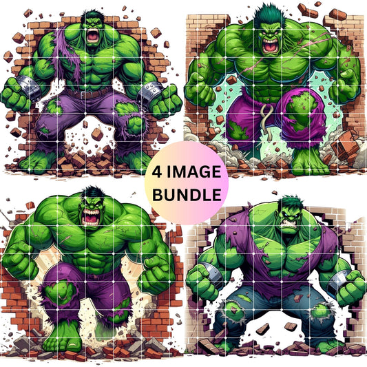 Hulk Superhero PNG Digital Graphic Designs Bundle for DTF, DTG, and Sublimation