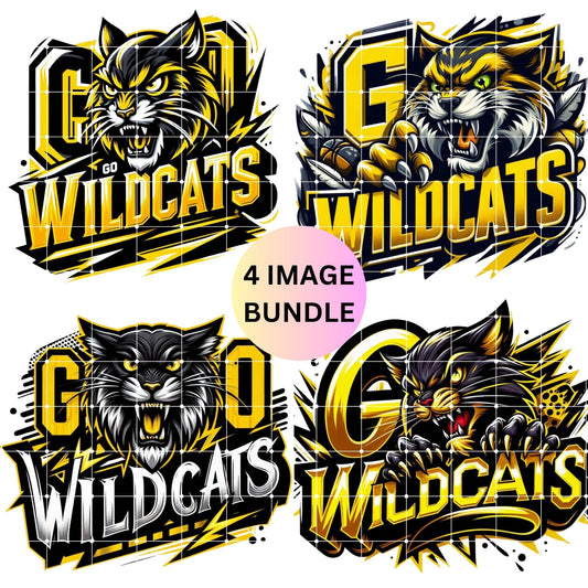 Wildcats Sports Mascot PNG Design Bundle for DTF, DTG, and Sublimation