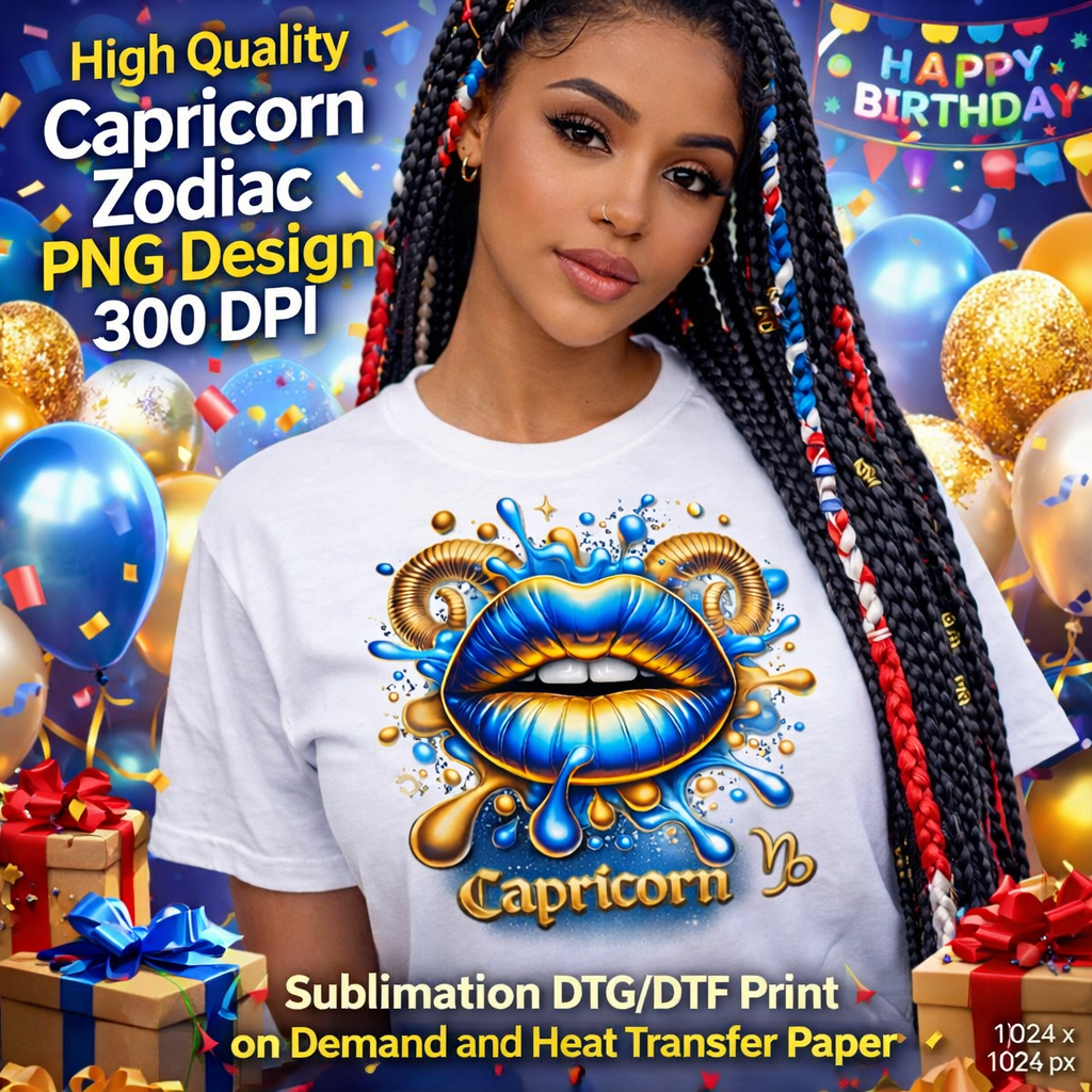 Capricorn Queen Birthday PNG Zodiac Boss Design Sublimation Party Shirt Printable Instant Download