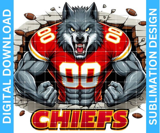 Chiefs Football Mascot Sublimation Design