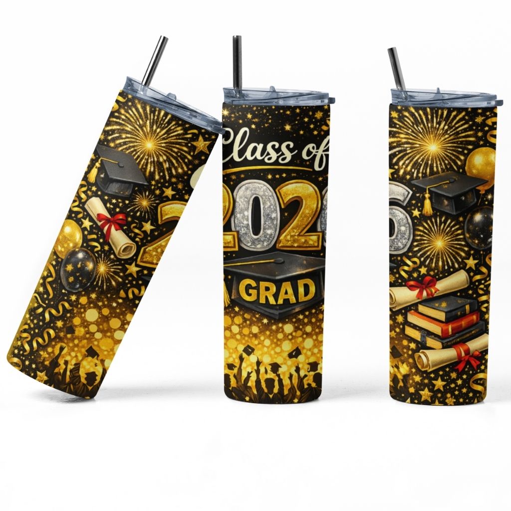 Class of 2026 Tumbler Wrap PNG | Graduation 20oz Skinny Tumbler Wrap | Senior 2026 PNG Design | Sublimation Tumbler Wrap | Instant Download