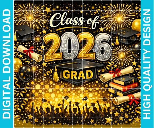 Class of 2026 Tumbler Wrap PNG | Graduation 20oz Skinny Tumbler Wrap | Senior 2026 PNG Design | Sublimation Tumbler Wrap | Instant Download
