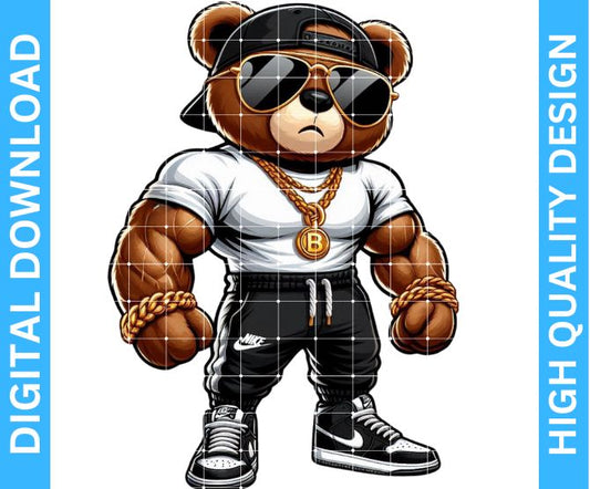 Hip Hop Cool Bear sublimation design