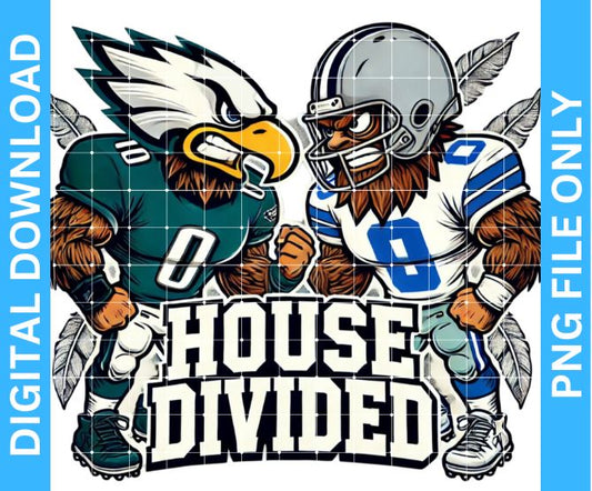 Cowboys vs Eagles House Divided Sublimation PNG Design