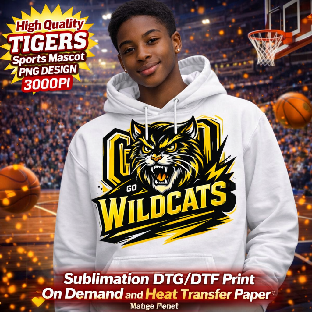 Wildcats Sports Mascot PNG | Fierce Wildcat Mascot Clipart | High Quality Team Spirit PNG | Sublimation Design | DTF DTG Printable | Instant Download