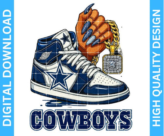Cowboys Football Shoe PNG – High Quality Sublimation & DTF/DTG Digital Download | Transparent Background