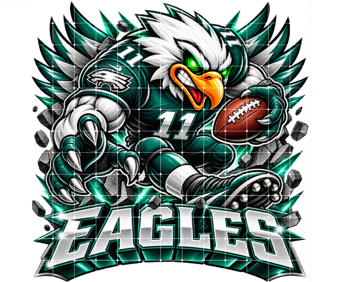 Eagles Football Mascot PNG, Green White Team Spirit, Game Day Sublimation Design