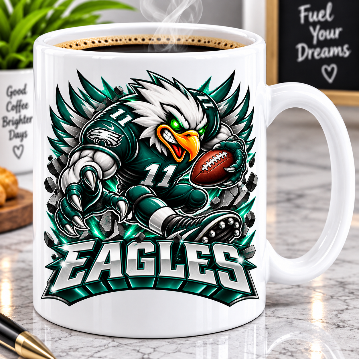 Eagles Football Mascot PNG, Green White Team Spirit, Game Day Sublimation Design