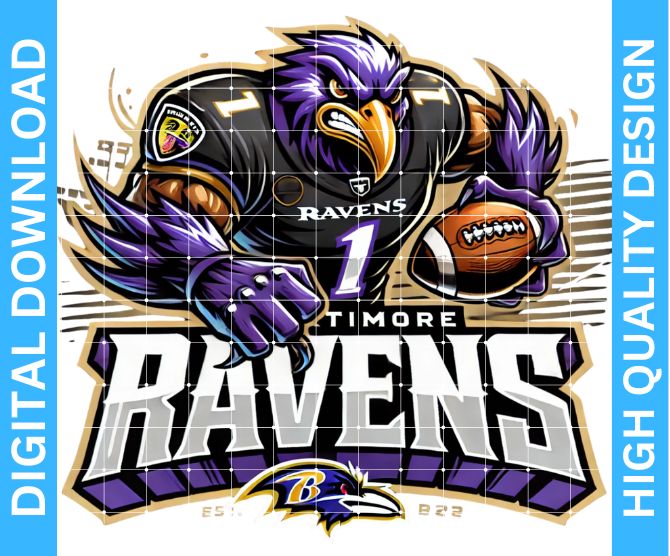 🏈 Ravens Football Mascot PNG – High Quality Digital Designs with Transparent Background for Crafters