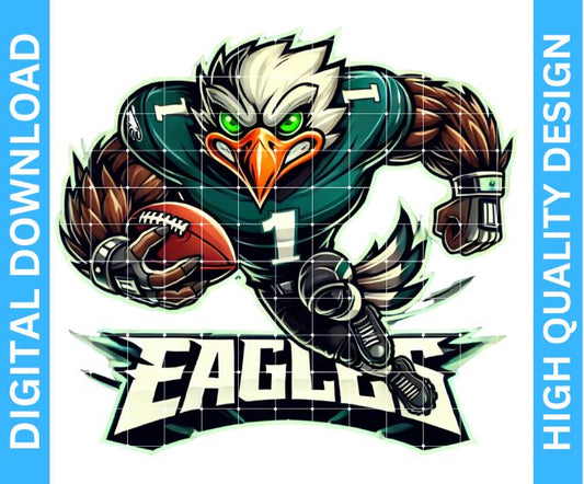 🏈 Eagles Football Mascot PNG – High Quality Digital Designs with Transparent Background for Crafters