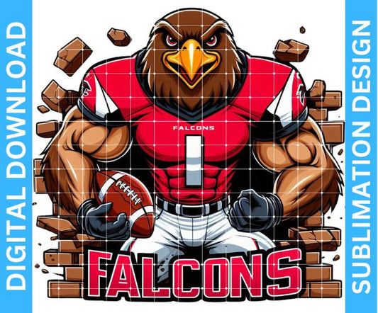 Falcons Football Mascot Sublimation Design