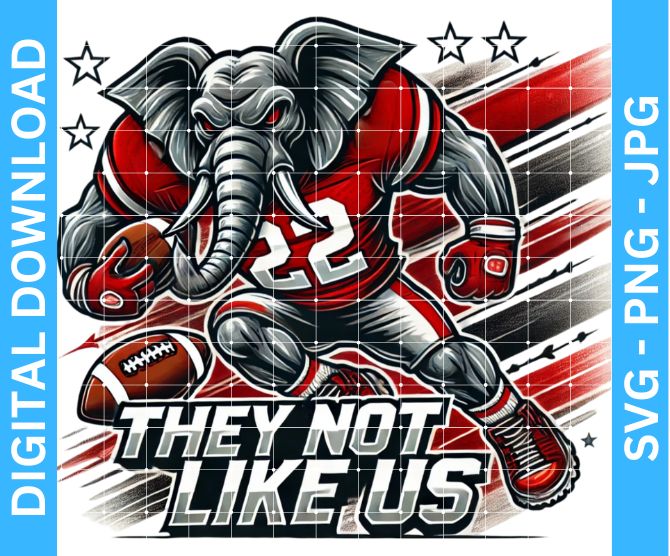 They not like us Crimson Tide Football Mascot Design with Black Background