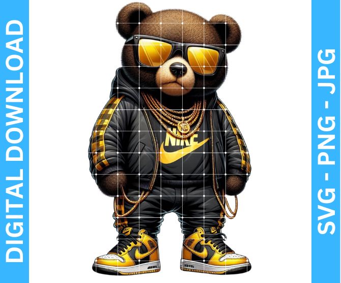 Hip Hop Cool Bear sublimation design